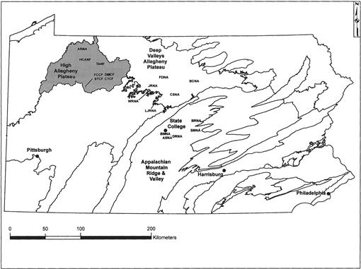 Patterns of coarse woody debris volume among 18 late-successional and mature forest stands in Pennsylvania<sup>1</sup>